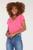 Camiseta Feminina - Tshirt  Gola V - Moda Blogueira Chic Rosa, Chiclete