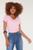 Camiseta Feminina - Tshirt  Gola V - Moda Blogueira Chic Rosa