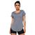 Camiseta Fitness Feminina Para Academia Gola Redonda Microfuros Ideal Para Esportes Donna Martins Cinza
