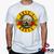 Camiseta Guns N Roses 100% Algodão Rock Geeko Branco gola careca