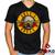 Camiseta Guns N Roses 100% Algodão Rock Geeko Preto gola v