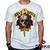 Camiseta Guns N Roses 100% Algodão Rock Geeko Branco gola careca