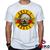 Camiseta Guns N Roses 100% Algodão Rock Geeko Branco gola redonda