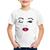 Camiseta Infantil Cílios Boca Olhos Piscando - Foca na Moda Branco