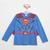 Camiseta Infantil Kamylus com Capa Liga da Justiça Superman Menino Azul