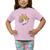 Camiseta Infantil Menina Gatinha Coração Manga Curta Rosa claro