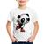 Camiseta Infantil Panda de Patins - Foca na Moda Branco