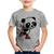 Camiseta Infantil Panda de Patins - Foca na Moda Cinza