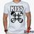 Camiseta Kiss 100% Algodão Banda de Rock Geeko Branco gola v