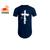 Camiseta Longline Swag Oversize Camisas Masculinas Estampada Básica Algodão Blusa Cruz Gospel Evangélica Cristã Azul, Marinho