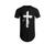 Camiseta Longline Swag Oversize Camisas Masculinas Estampada Básica Algodão Blusa Cruz Gospel Evangélica Cristã Preto