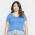 Camiseta Lunender Plus Size Gola V Feminina Azul