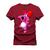 Camiseta Malha Premium Estampada Unissex Dino Rosa Bordô