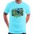 Camiseta Máquina Fotográfica Vintage e Flores - Foca na Moda Azul claro