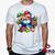 Camiseta Mario e Luigi 100% Algodão Mario Bros Geeko Branco gola careca