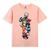 Camiseta Masculina Algodão Naruto Kakashi Sakura Camisa Rosa