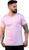 Camiseta Masculina Básica Slim Manga Curta Malha Algodão Peruano Bordada Conforto Qualidade Rosa