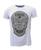 Camiseta Masculina de Caveira Com Strass Brilhante Pedrarias Importado Malha Fria Slim Fit Strongbranco