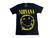 Camiseta Nirvana Logo Blusa Adulto Unissex Banda de Rock Kurt Cobain Bo535 Bm Preto