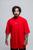 Camiseta Oversized Gola Alta Strass Premium Vermelho