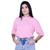 Camiseta Oversized Unissex Gola Alta Algodão Lisa Sem Estampa Masculina e Feminina Diversas Cores Rosa