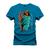 Camiseta Plus Size Agodão T-Shirt Unissex Premium Macia Estampada Caveira Universe Azul