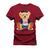 Camiseta Plus Size Agodão T-Shirt Unissex Premium Macia Estampada Urso Can Bordô