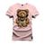 Camiseta Plus Size Agodão T-Shirt Unissex Premium Macia Estampada Urso De Fone Rosa
