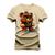 Camiseta Plus Size Agodão T-Shirt Unissex Premium Macia Estampada Urso Descolado Bege