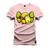 Camiseta Plus Size Casual 100% Algodão Estampada Asas Do Emoji Rosa