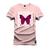 Camiseta Plus Size Estampada Confortável Premium Macia Butter Borboleta Rosa