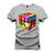 Camiseta Plus Size Estampada Confortável Premium Macia Cubo da Magia Cinza