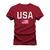 Camiseta Plus Size Estampada Premium Algodão USA Bandeira Bordô