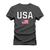Camiseta Plus Size Estampada Premium Algodão USA Bandeira Grafite