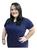 Camiseta Plus Size Gola V Feminina Lisa Algodão XG ao XG8 Azul marinho