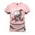 Camiseta Plus Size Premium 100% Algodão Estampada Shirt Unissex Wislom Caveira Rosa