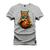 Camiseta Plus Size Premium Estampada Onça Basquete Cinza