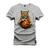 Camiseta Plus Size Premium Estampada Onça Basquete Cinza