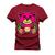 Camiseta Plus Size Premium Malha Confortável Estampada Urso Rosa X Bordô