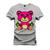 Camiseta Plus Size Premium Malha Confortável Estampada Urso Rosa X Cinza