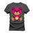 Camiseta Plus Size Premium Malha Confortável Estampada Urso Rosa X Grafite