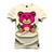 Camiseta Plus Size Premium Malha Confortável Estampada Urso Rosa X Perola