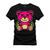 Camiseta Plus Size Premium Malha Confortável Estampada Urso Rosa X Preto