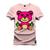 Camiseta Plus Size Premium Malha Confortável Estampada Urso Rosa X Rosa