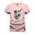 Camiseta Plus Size T-Shirt Confortável Estampada Ousider Caveira Rosa