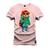 Camiseta Premium Algodão Confortável Estampada Urso Violão Rosa