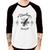 Camiseta Raglan Barber Shop Manga 3/4 - Foca na Moda Branco, Preto