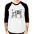 Camiseta Raglan Bateria Música Manga 3/4 - Foca na Moda Branco, Preto