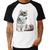 Camiseta Raglan Cachorro Husky Siberiano - Foca na Moda Branco, Preto