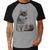 Camiseta Raglan Cachorro Husky Siberiano - Foca na Moda Cinza, Preto